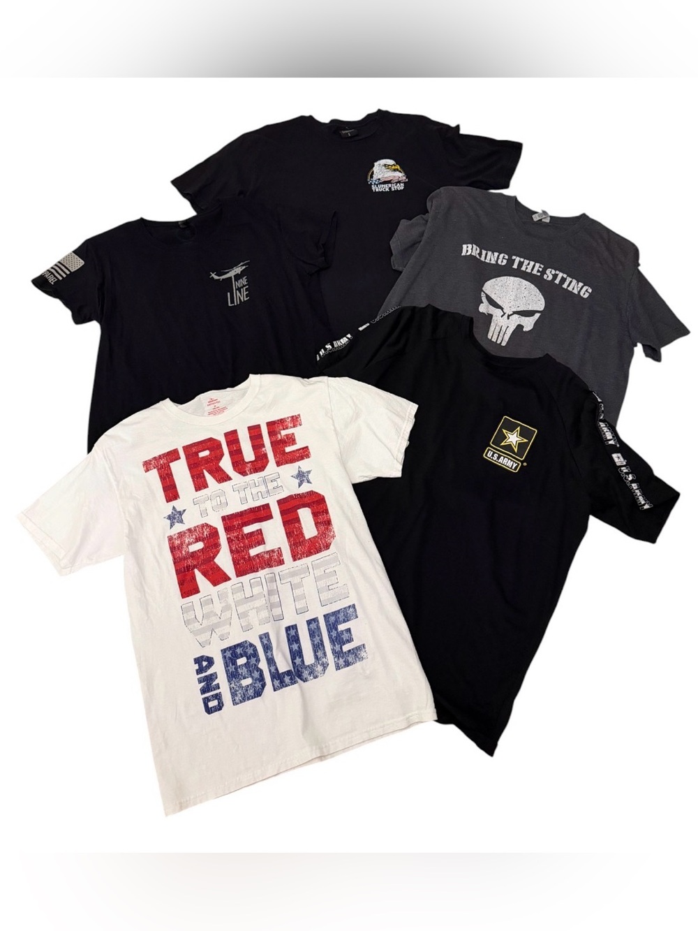 #48-5pc Grunt Style 🇺🇸 Patriotic Military Graphic Tee Bundle Shirts